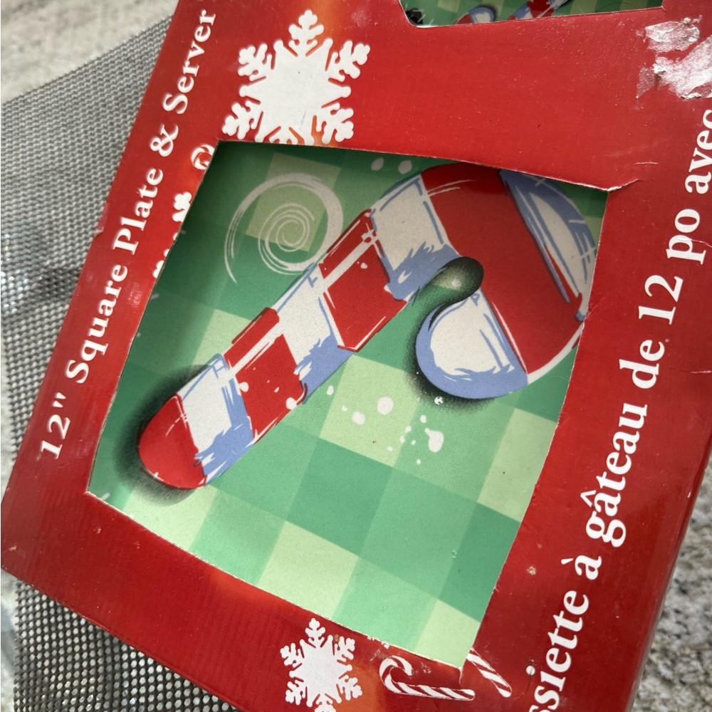 Christmas Candy Cane Decorative Plate - Red, White, Green